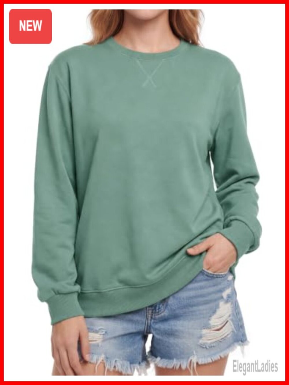Women's Crewneck Sweatshirt Loose Fit Long Sleeve Pullover Casual Top